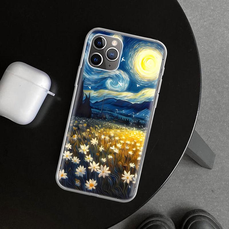 

Starry Night Van Gogh Art Phone Case Cover for iPhone 11 12 13 Mini 14 15 Plus 16 Pro Max 17 Air 7 8 + SE Art Customized Fundas iPhone 11