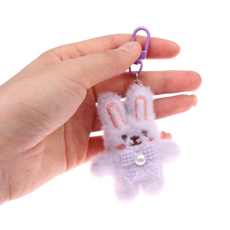Bowknot Rabbit Plush Pendant Cartoon Bunny Keychain Soft Stuffed Doll Car Key Ring Backpack Bag Decor