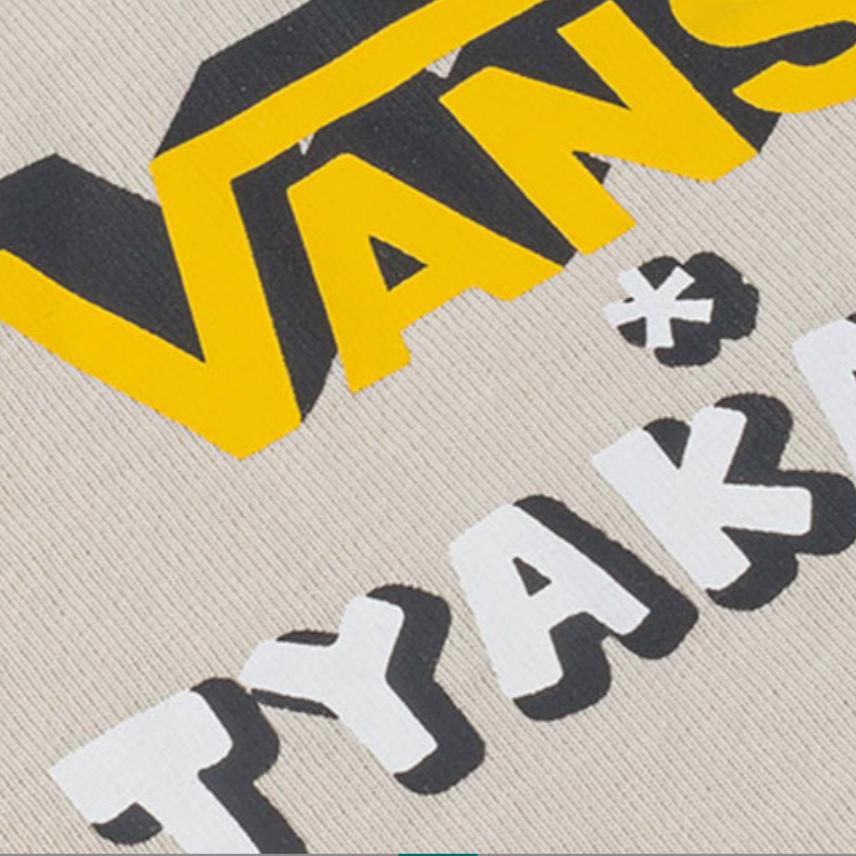 Vans Artist Collaboration Abstract Letter Print Round Neck Long Sleeve T-Shirt Unisex Tops Oatmeal VN0A7TPX2N1