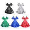Retro Polka Dot Schlankes Kurzarmkleid mit Gürtel
