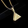 Altın 18K Altın Kaplama Zirkonya Lüks Parlak Göz Horus'un Gözü 3D Üçgen Kolye Antik Mısır Piramit Kolye Mısır Mitolojisi Havalı Hip Hop