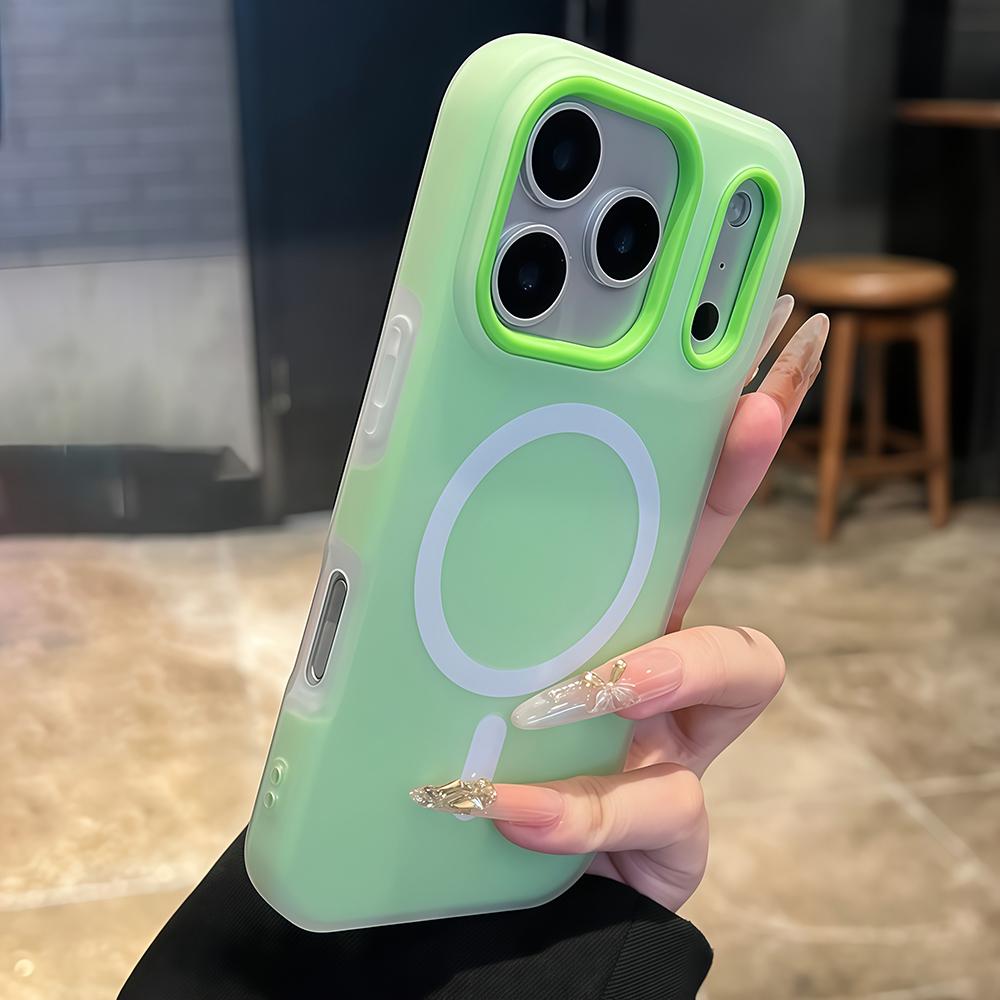 

Luxury Candy Color 2in1 Phone Case For iPhone 17 16 15 14 13 Pro Max 17Pro 16Pro For Magsafe Magnetic Shockproof Matte Cover iPhone 13 зелений