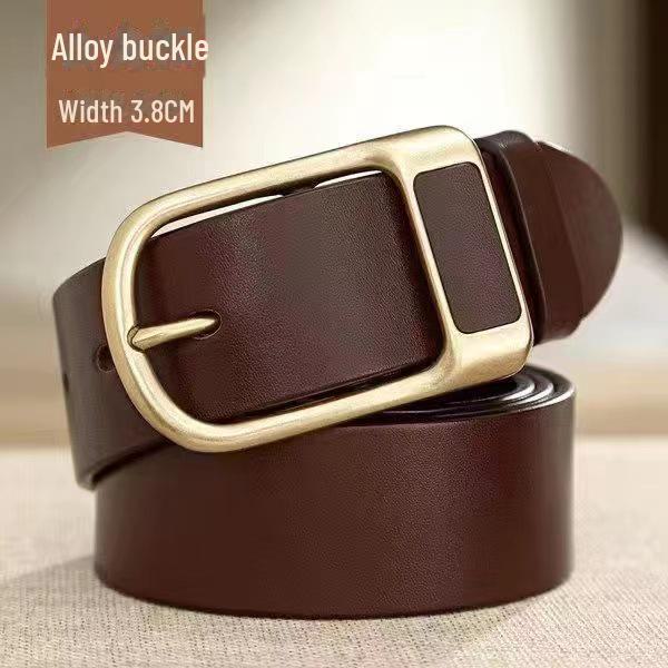 Men's Retro Genuine Leather Pin Buckle Belt for Casual Jeans