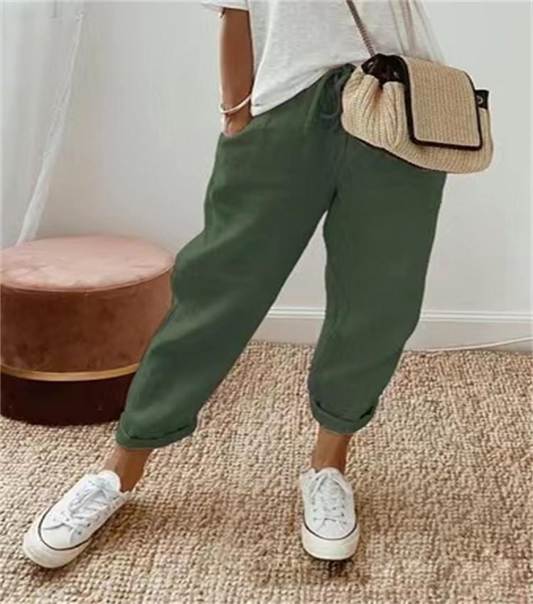 Cotton Casual Pants For Women With Pockets And Elastic Waist For Spring 2023