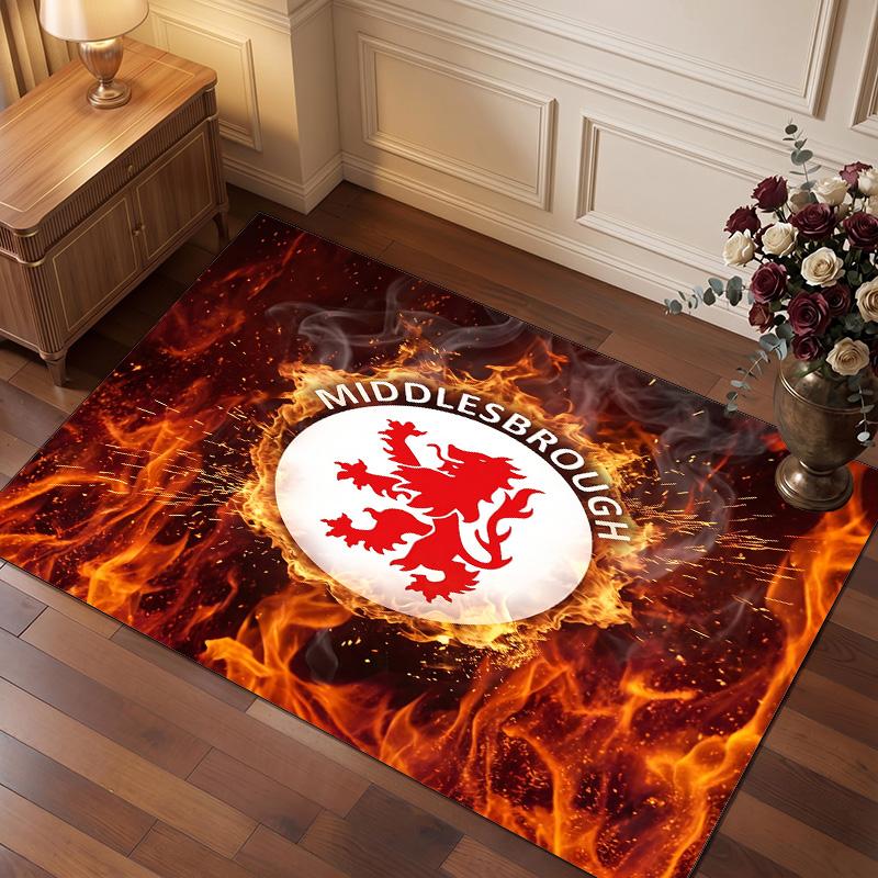 Tappeto in Velluto di Cristallo con Stampa del Middlesbrough Football Club, Comodo Assorbente d'Acqua Antiscivolo Tappeto per Pavimenti Interni