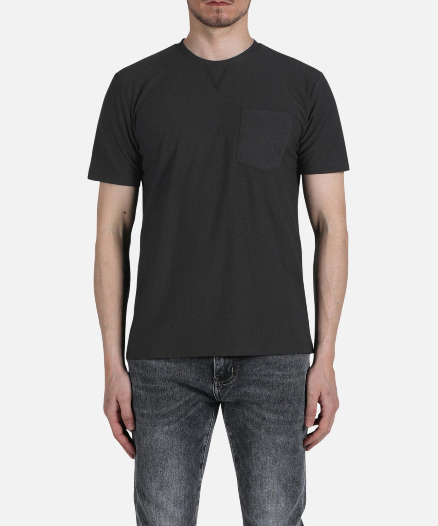 Panicalle Charcoal Wool Blend Triangle Pocket T-Shirt Charcoal/S