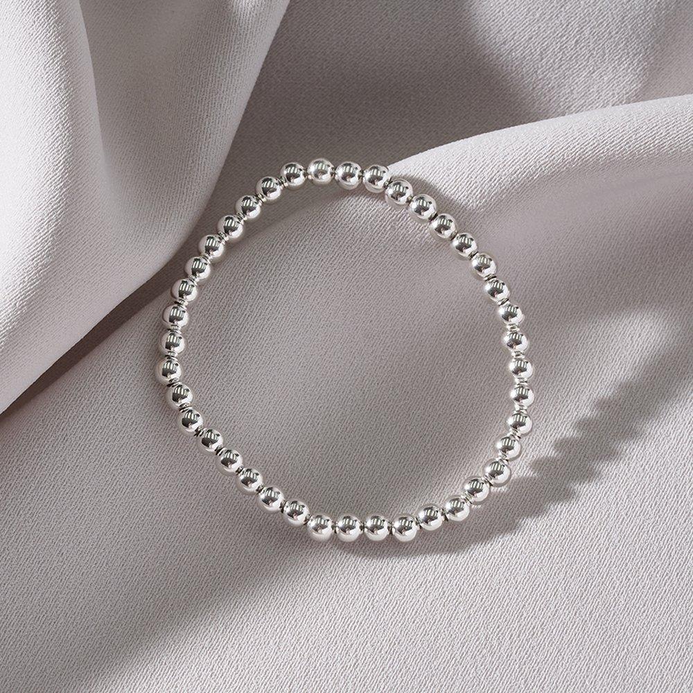 Mimi.J Jewelry 925 Silver Plump Ball String Bracelet