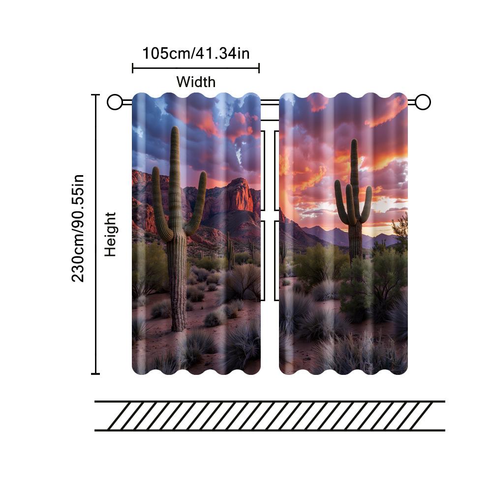 2 Pcs, Filtering Curtains (excluding Rods, Non-movable, Without Batteries) High-Quality Desert for Use In Bedrooms and Living