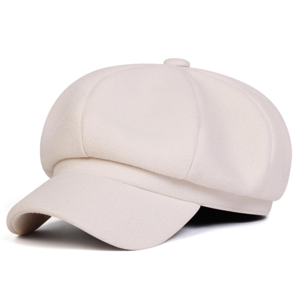 Light Board Woolen Beret Women's Hat Women's Duck Tongue Octagonal Hat Simple Fashion Casual Autumn and Winter Tide Retro