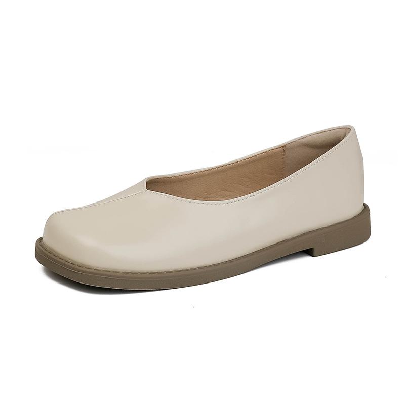 Flat Single Shoes Women'S Mary Jane Soft Sole Shallow Mouth Square Head Small Leather Shoes Large Size Women'S Shoes 41-43