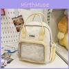 Fashionable Star Patterned Student Backpack With Transparent Compartment For Daily Use