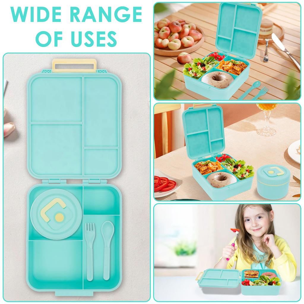 1700 ML Bento Lunch Box Children Lunch Box with Soup Jar Spoon and Forks Leak-proof Food Container for Students Workers Children