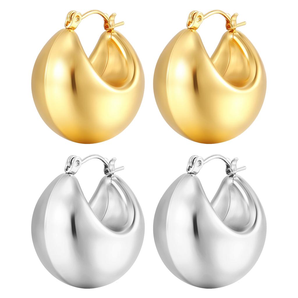 ins round stainless steel hollow earrings, chubby irregular round ball ear buckles, European and American fashion personalized jewelry