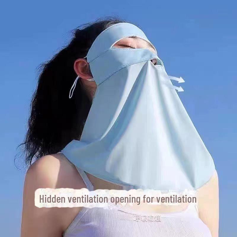 Ice Silk Women's Facekini: Full Face UV Protection & Breathable Sun Mask for Cycling