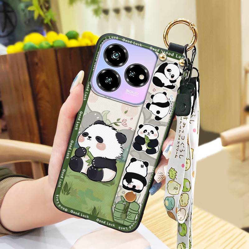 Silicone Wristband Phone Case For ZTE Blade V60 Design/Axon 60 Lite Protective Fashion Design Durable Phone Holder Panda