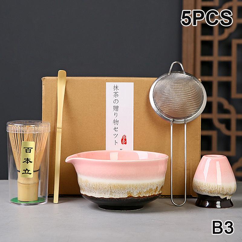 5/6Pcs Matcha Tea Set Bamboo Whisk Teaspoon Sieve Matcha Ceramic Bowl Matcha Whisk Japanese For Tea Lovers Tea-Making Tools