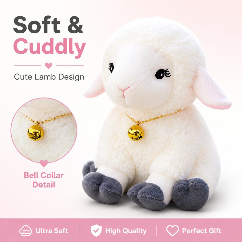 Collare a Campanellino Peluche Agnello Giocattolo Morbido Texture Pecora Bambola Regali Animale di Peluche Arredamento Casa