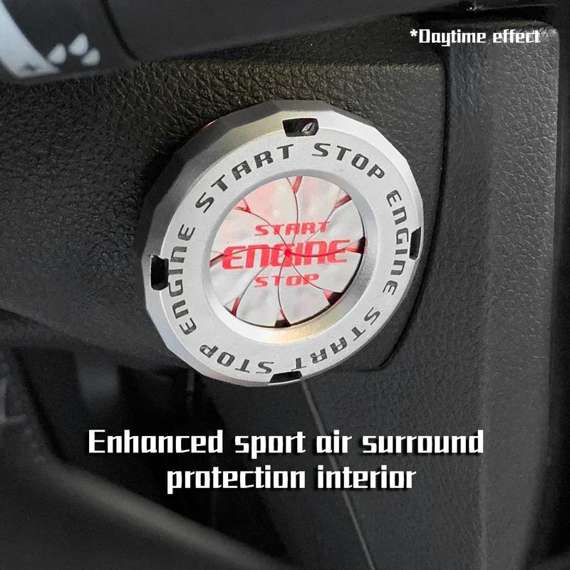 Engine Start Stop Button Cover Translucent Ignition Switch Protection Cap One-key Start Rotating Protective Cover for Most Cars