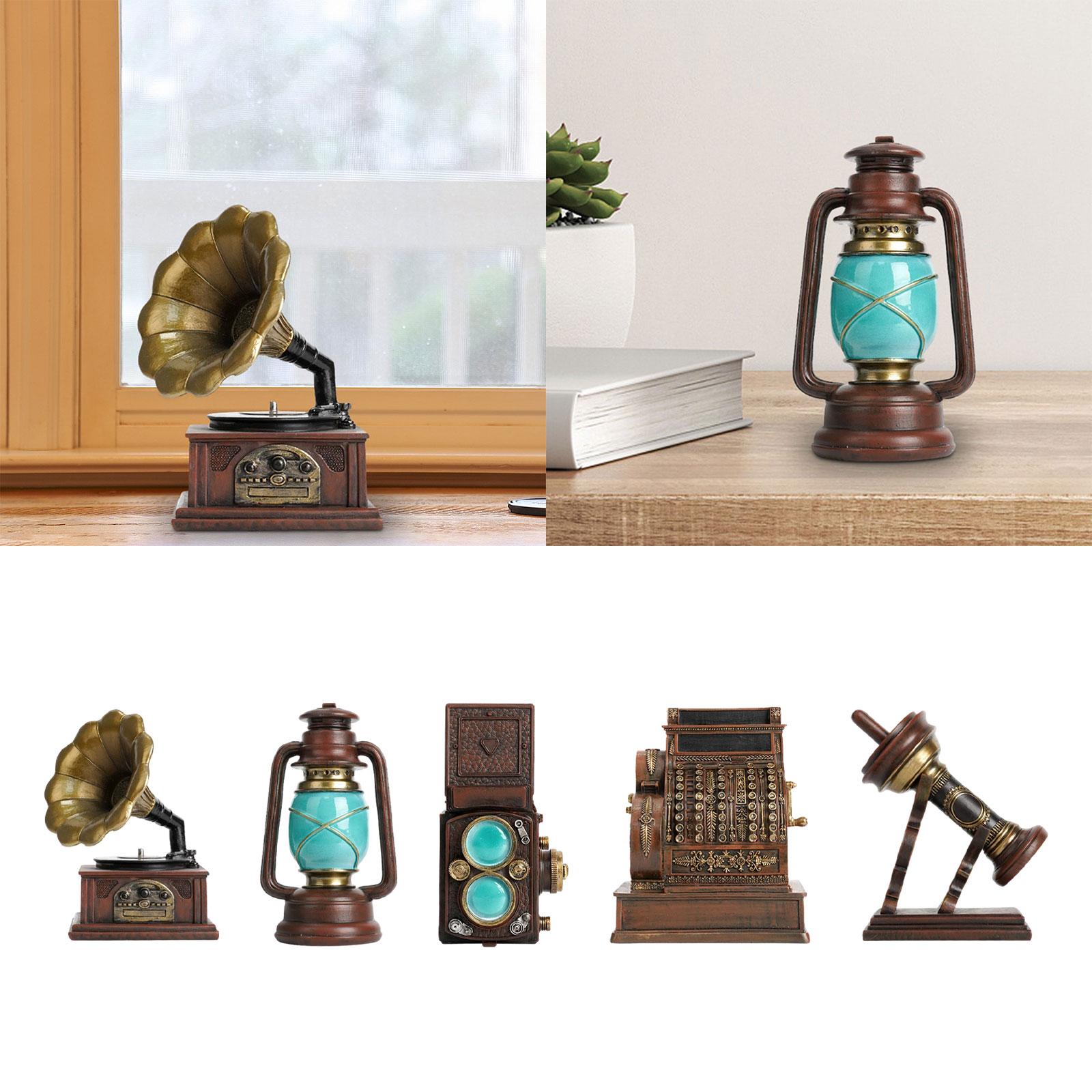 

Collectible Sculpture Resin Figurine Desk Decoration Figure Vintage Style Statue Retro Style Ornament for Farmhouse Shelf Phonograph9x9x11.5cm