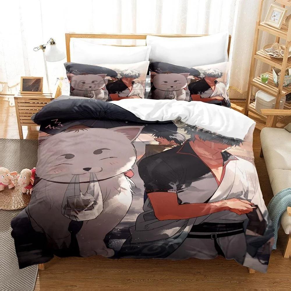 Mode 3D Anime Bettlaken-Set Gintama Bettwäsche-Set Einzelbett Twin Full Queen King Size Bett-Set Erwachsene Kinder Schlafzimmer Bettbezug-Sets