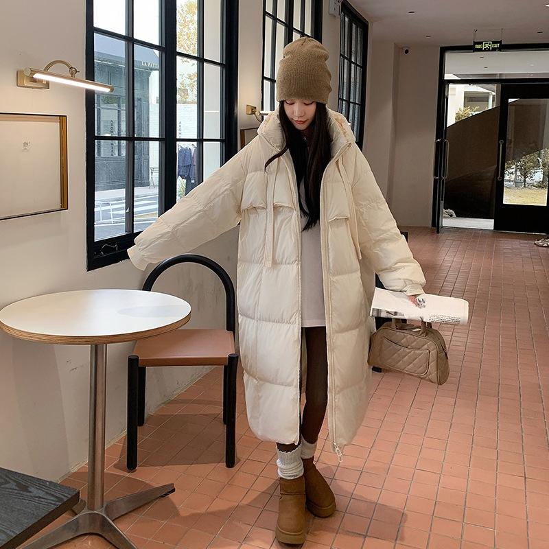 

Женское удлиненное хлопковое пальто выше колена, новое свободное стеганое хлопковое пальто, зимнее женское пальто с капюшоном на лентах. XXL