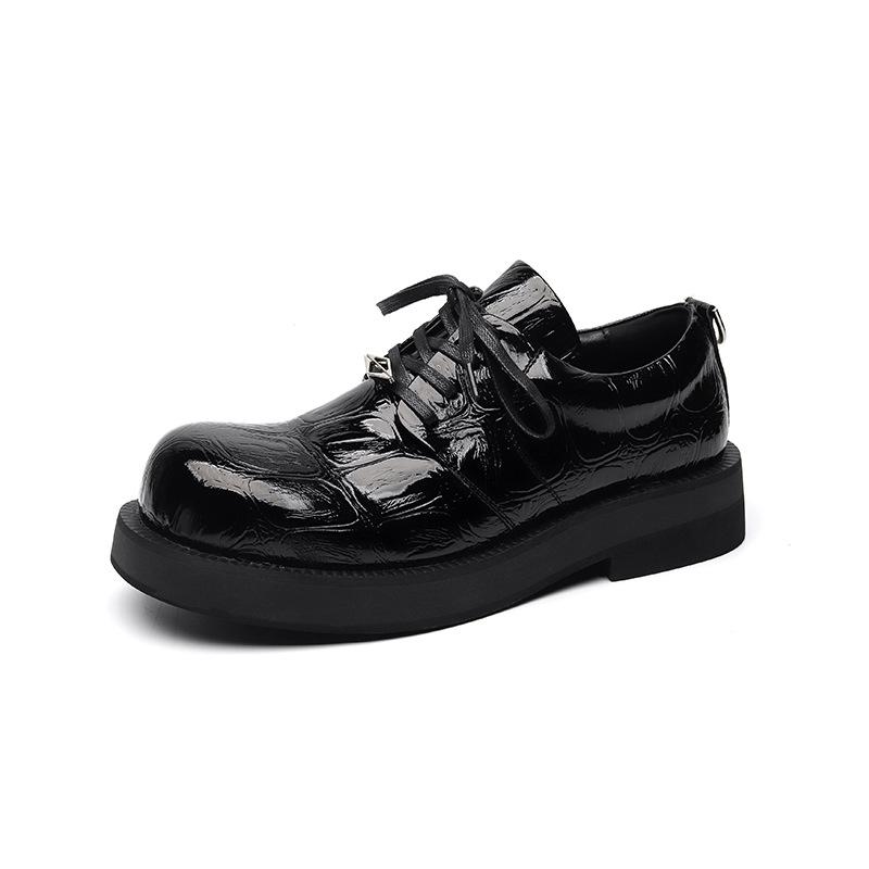 

Кожаные туфли-дерби с круглым носком и тиснением под крокодила, с большой платформой, повседневная мужская обувь 189189-R 44 чёрный