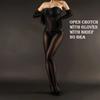 No Bra Glossy Open Crotch Sexy See Through Pantyhose Jumpsuit Black Tights Stockings Women Sleeping Onesies