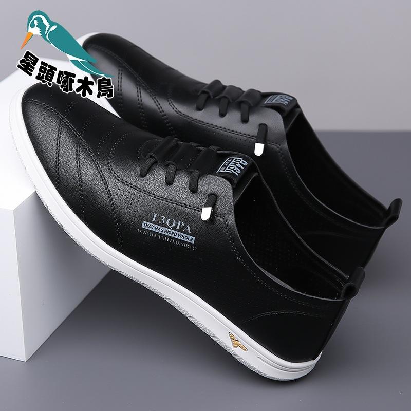 

Star-headed Woodpecker 2025 Spring New Breathable Soft Surface Soft Sole Fashion Men s Casual Leather Shoes 44