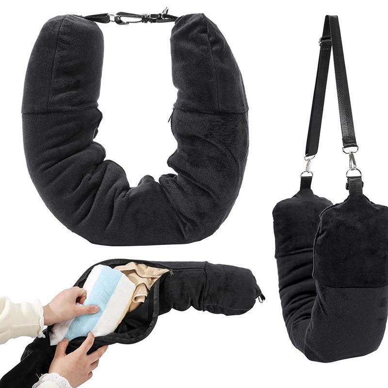 Neck Pillow Travel Pillow Sleeping Pillows Bag With Fillable Cover U Shaped Velvet Pillowcase Storage For Airplane Cylinder