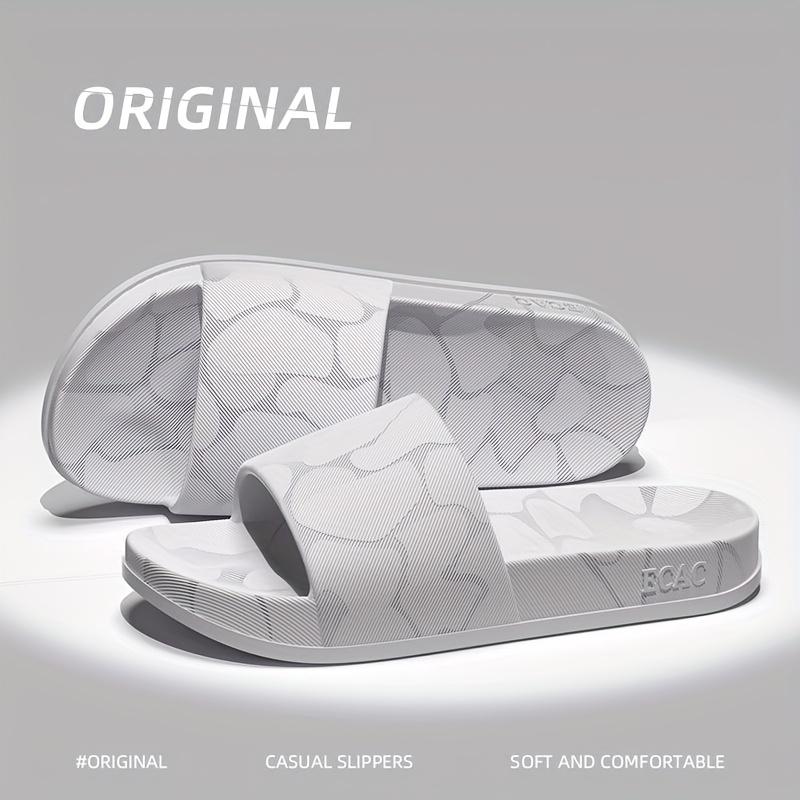 Classic Slippers, Moire Pattern EVA Indoor/Outdoor Slip-On Sandals, Round Toe Non-Slip Sole Odor-Resistant Insole, for Men, All-Season House Slippers