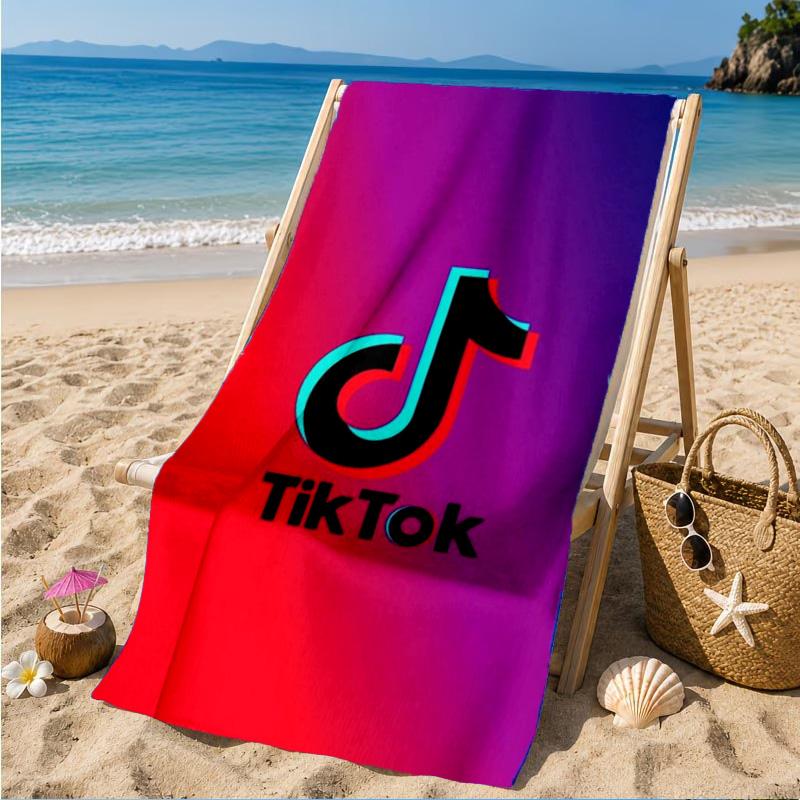 Tiktok Logo Design Beach Towel, Quick-drying, Easy To Care For, Suitable for Both Fitness and Beach Vacations,Sports Essential