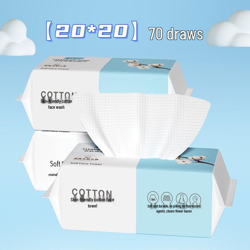 Pure Cotton Disposable Facial Cleansing Wipes - Soft, Thick, Pull-Type, Enlarged Size for Baby Face