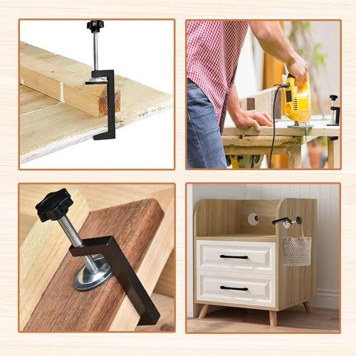 Set of 2 C-Shaped Shelf Clamps, Clamping Tools, Maximum Opening 57mm, Adjustable L-Shaped Brackets, Small Desk Clamps, Shelves, Folding Tables, Weldin