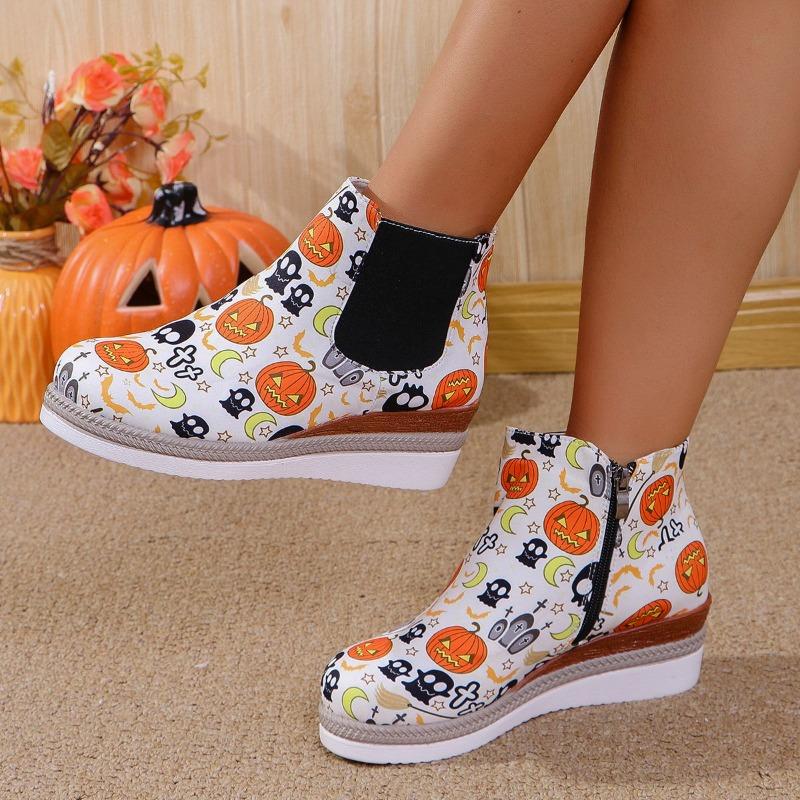 Fashion 2024 Autumn Winter Side Zipper Women's Wedge Short Boots Big Size 43 Women Walking Modern Boots Versatile Ladies Chelsea Boots