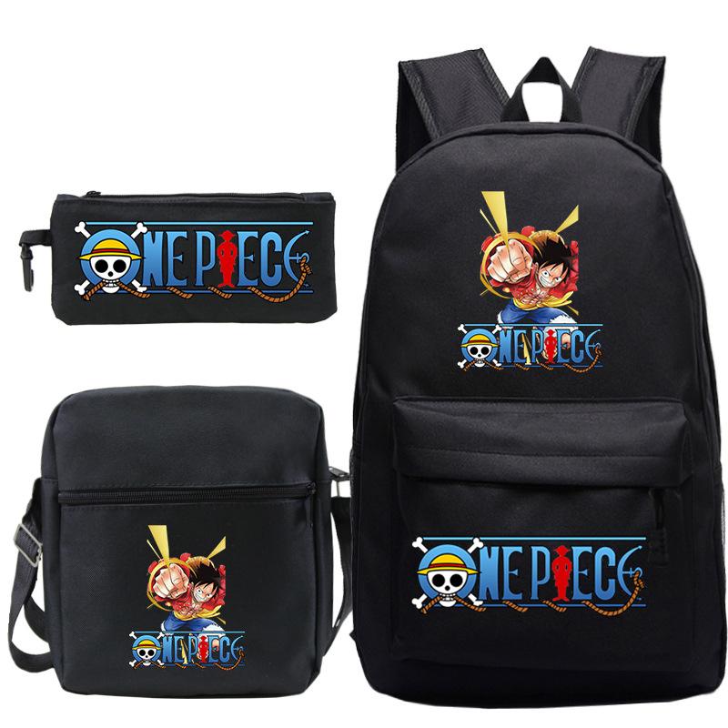 Cartoon Printed Teen Backpack Men's and Women's Student School Bag Three-piece Combination