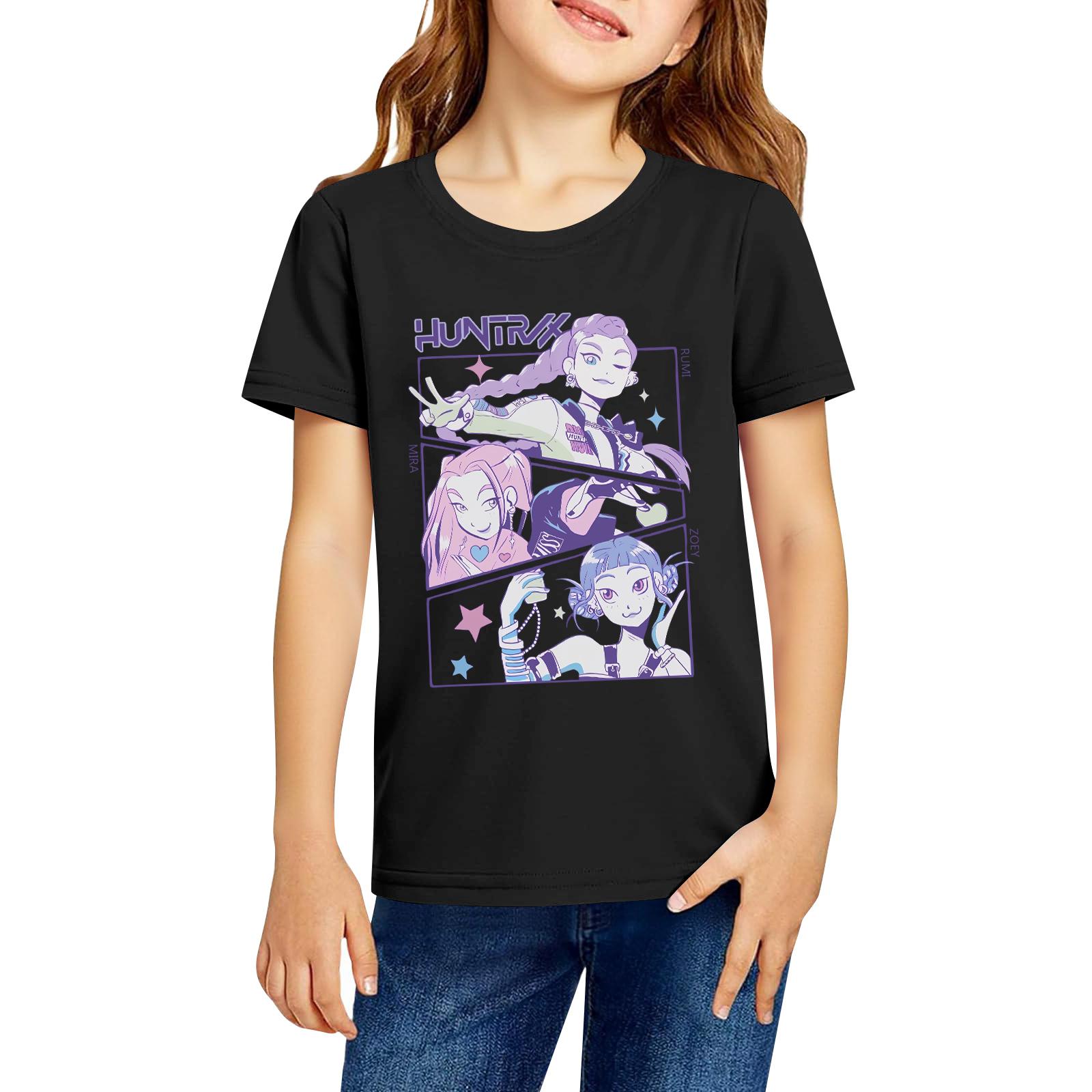 

Модная рабочая одежда с короткими рукавами и круглым вырезом, топы с принтом для детских летних топов 120 чёрный