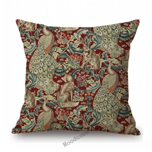 Классический британский дизайн Уильям Моррис Уолтер Крейн с животным узором Заяц Павлин Лиса Кролик Лес Синий Диван Наволочка Чехлы для подушек 450mm450mm 1324₽
