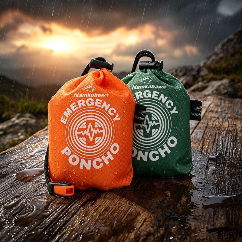 Wasserdichter Thermischer Notfallponcho Mit Aufbewahrungstasche Tragbar Für Camping Wandern Outdoor-Aktivitäten