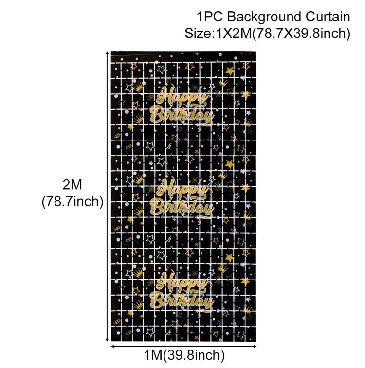 Gold Glitter Happy Birthday Party Backdrop For Photo Black  Happy Birthday Adult Theme Party Decoration Supplies DIY Backdrops