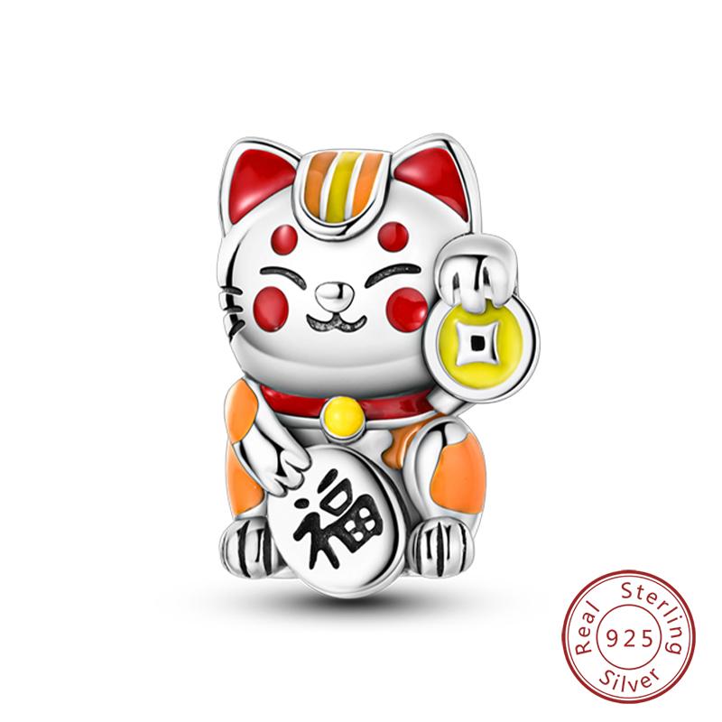 New Copper New Year Series Lucky Cat God Of Wealth Lion Dance Pendants Charms Beads Fit Diy Bracelets Jewelry Gift