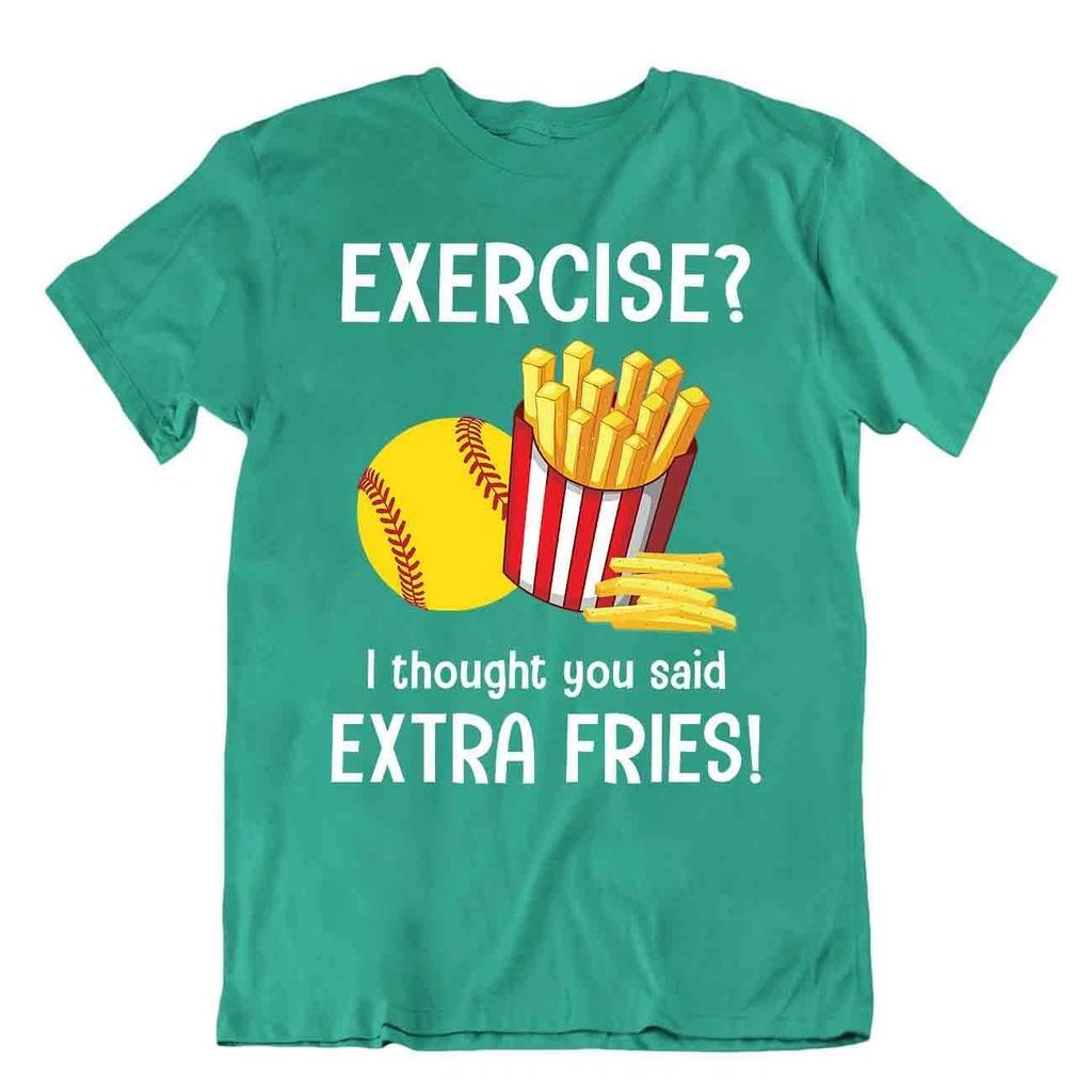 Softball Sport T-Shirt Tee Shirt Gift Cool Present Cute Funny Extra Fries Joke