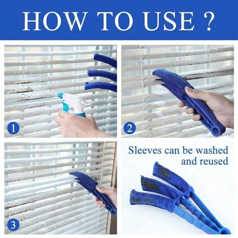 Reusable Window Cleaner - Easy To Use And Washable - For Blinds, Blinds, Curtains, Etc. - Removable And Washable Dust Brush