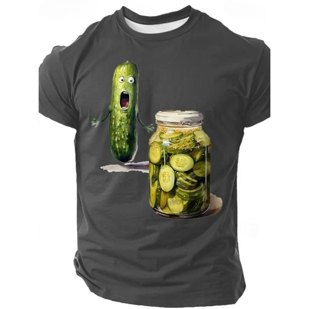 

Футболки з мультяшним візерунком огірків Літні дихаючі топи для вулиці Модні чоловічі футболки з круглим вирізом та коротким рукавом S