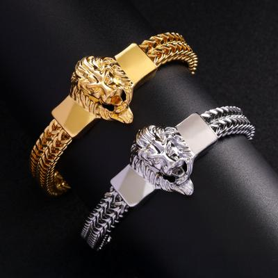 Men Bracelet Lion Decor Hip Hop Style Bracelet Round Smooth Fine Workmanship Wristband Jewelry Gift Wristwear