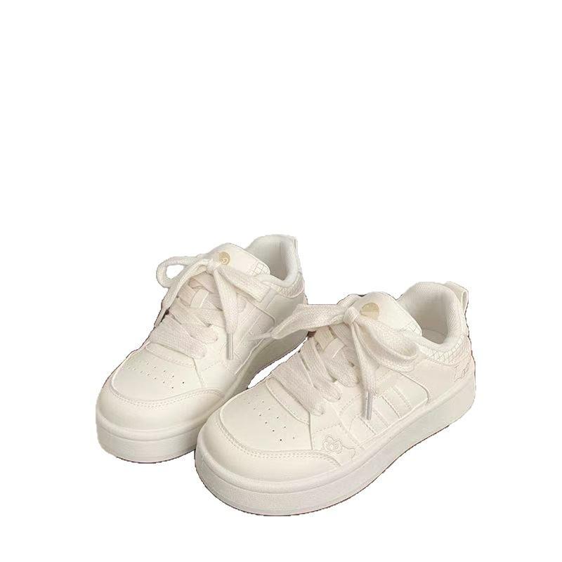 New campus platform leather white shoes women's autumn niche design casual student sports board shoes