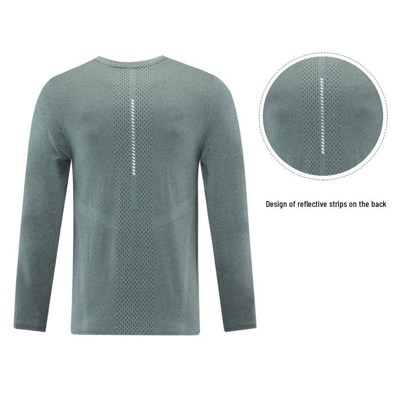 Men's Autumn Mesh Breathable Quick-Dry Long Sleeve Fitness and Running T-Shirt