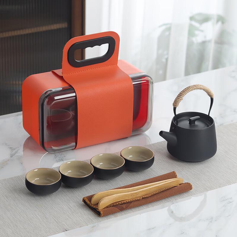 Jiang Lai Portable Black Pottery Travel Tea Set