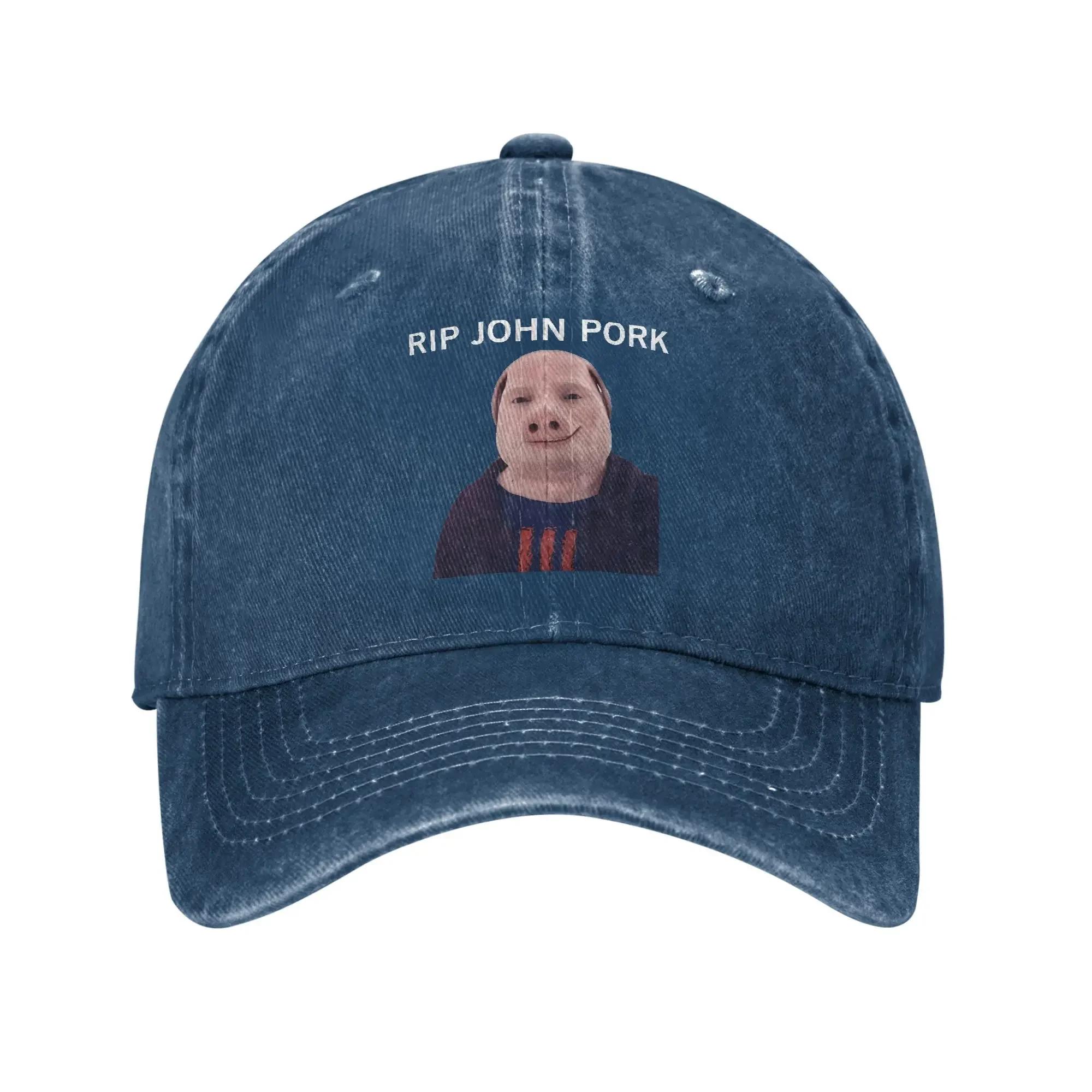 

RIP John Pork Meme Sun Baseball Cap Unisex Men Custom Logo Trucker Hat Summer Classic Hunting Camping Sun-Proof Snapback Cap One Size