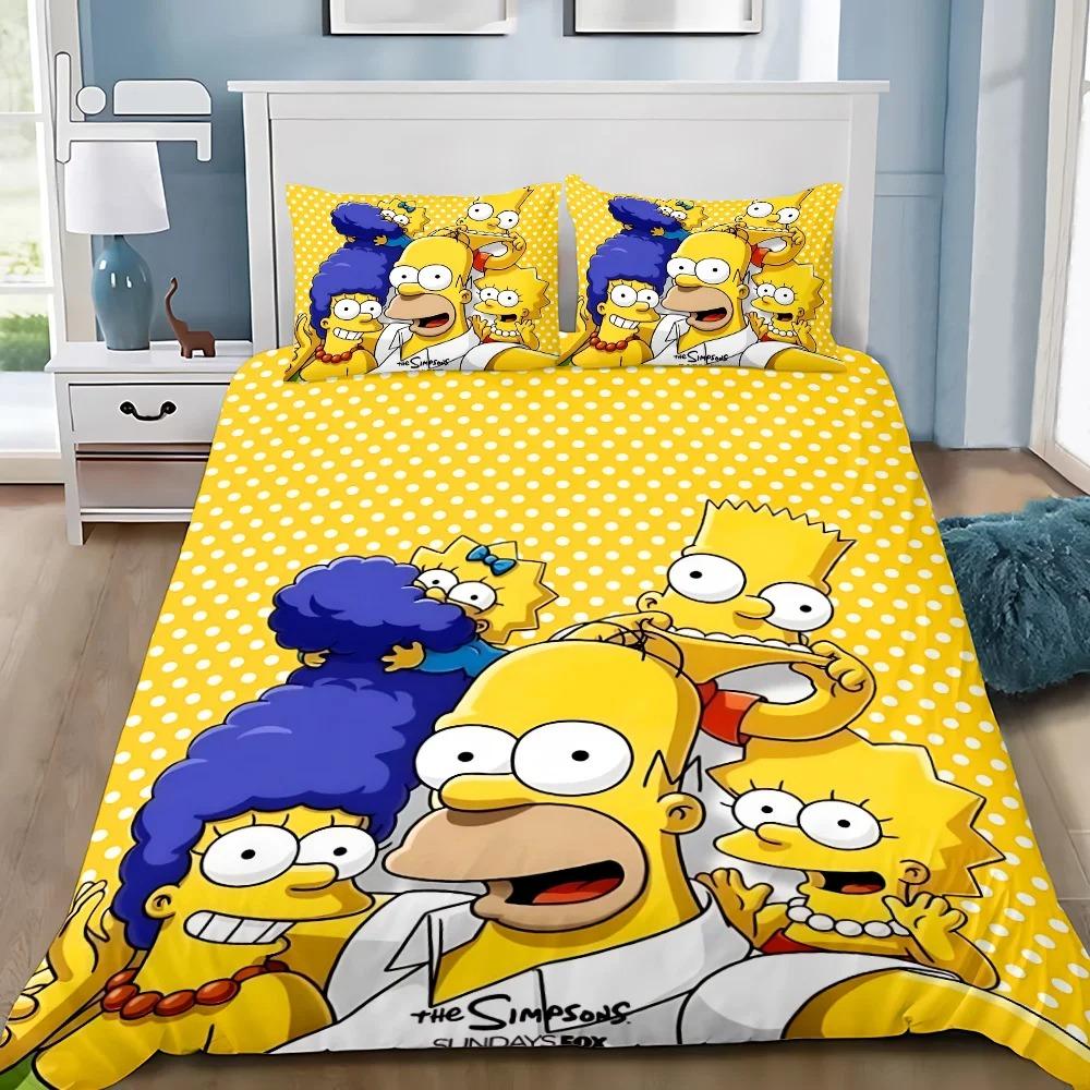 

Duvet Cover Pillowcase Bedding Set Cartoon S-Simpsonss Adult Boy Girl Bedroom Decoration Children Gift Single Double Large Size 240x220cm