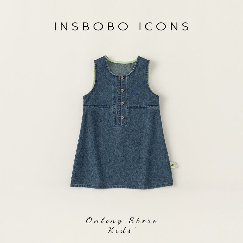 Girls Outfit Spring Dress 2026 New Spring Collection Girls Two-Piece Set Children s Denim Skirt Fashionable and Trendy Blue Sundress 100